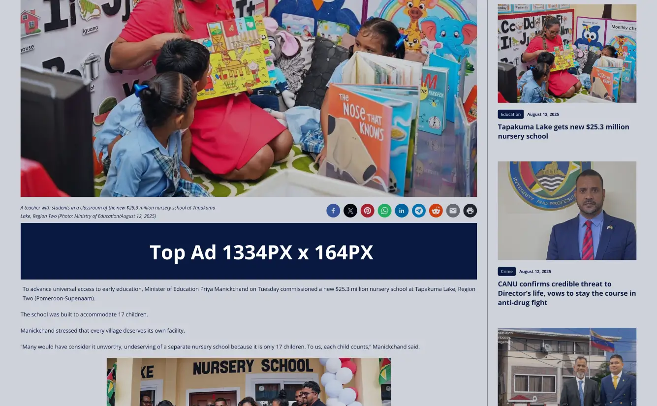 Single Article Page - Top Ad (1334px W × 164px H)